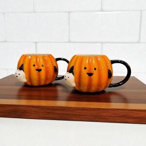 Target 2024 Hyde & EEK Trick or Treating Pumpkin Stoneware Mugs Set Of 2 NWT